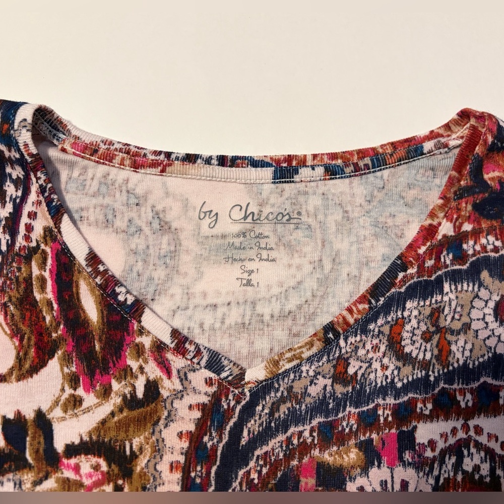 Chico's Multicolor Paisley Long Sleeve Top - Picture 3 of 5